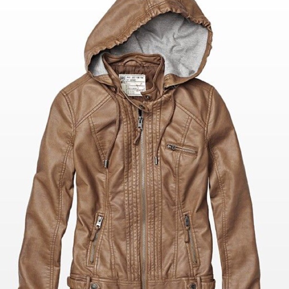 Garage Women’s Hooded Faux Leather Bomber